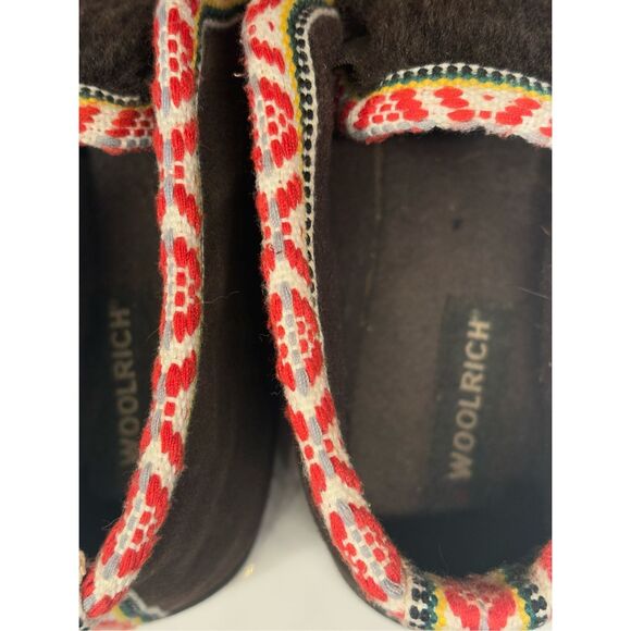 Woolrich Moccasin Slippers Women Size‎ 8.5-9.5 Brown Leather Shearling - Picture 6 of 11